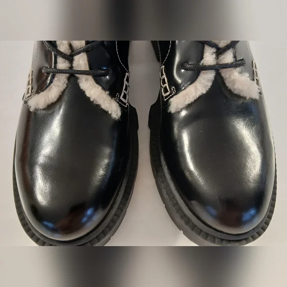 COACH Leighton Shearling Bootie • Black Patent Leather • Size 9.5 B - Picture 4 of 14